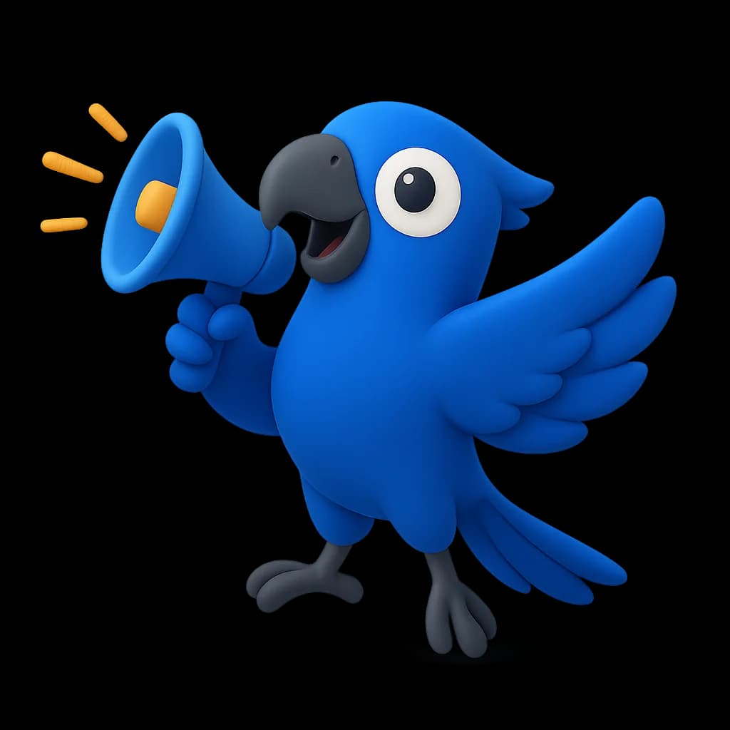 Mascote da Arazul segurando um megafone